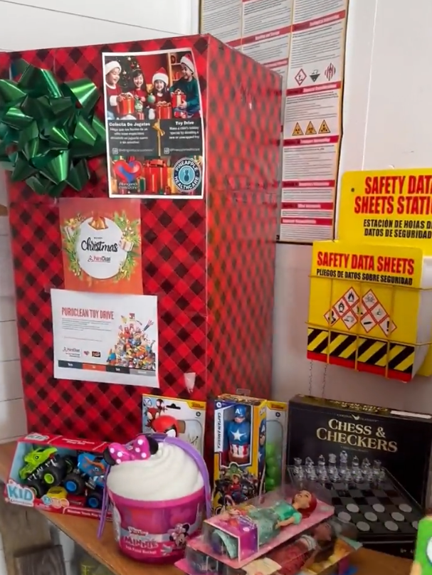 Presents on a table at PuroClean in Longwood, TX